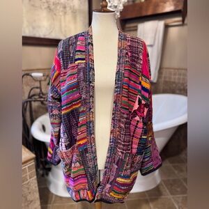 El Huarache Imports Multicolor Striped Women's Sweater Jacket size XL